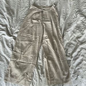 Linen buckle Wide Leg Pants